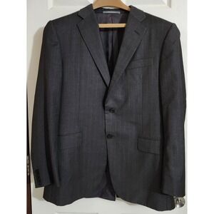 VTG Hickey Freeman Charcoal Gray Pinstripe Two Button Blazer Coat USA 40R